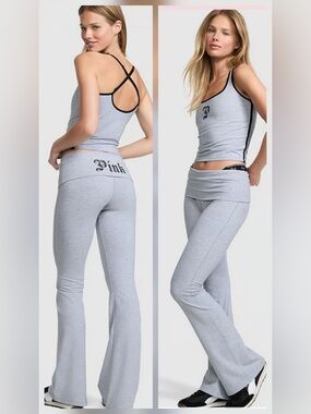 PINK Victoria's Secret Light Gray Bootcut Yoga Pants.